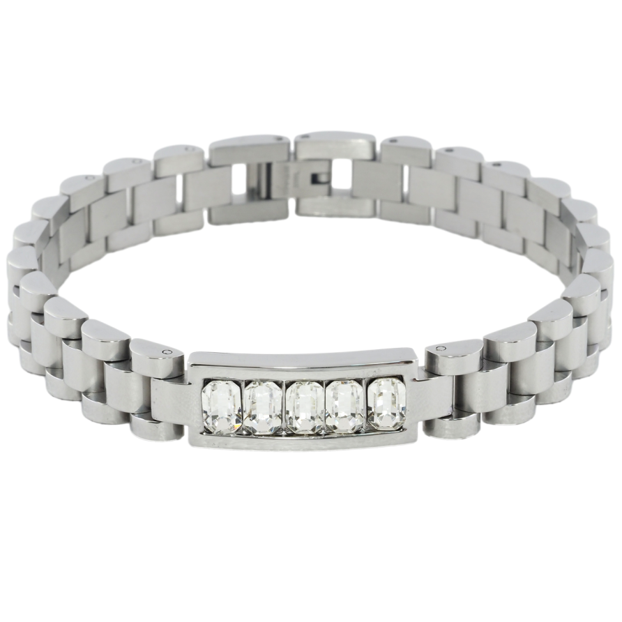 Браслет Xuping ТТМ Stainless Steel колір Родій Вставка з кристалами розмір 20.5см х 10мм фото №1