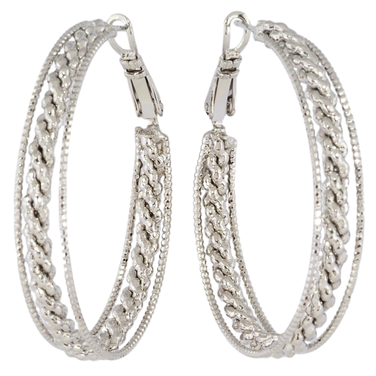 Серьги Xuping Родий кольца (конго) Декоративный узор ø 4см фото №5