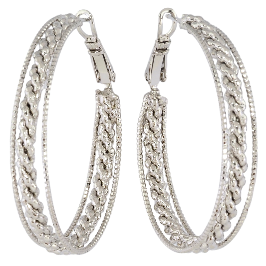 Серьги Xuping Родий кольца (конго) Декоративный узор ø 4см фото №1