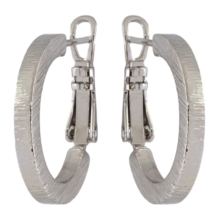 Серьги Xuping Родий кольца (конго) Четырехгранные с узором ø 2см фото №9