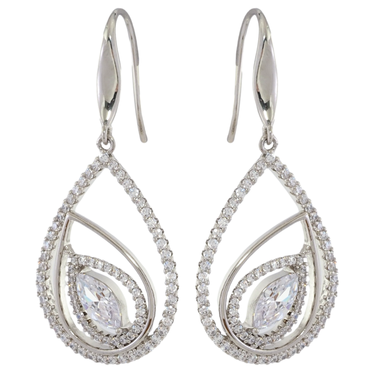 Сережки Xuping Родій французький замок Крапельки з інкрустацією цирконієм фото №6