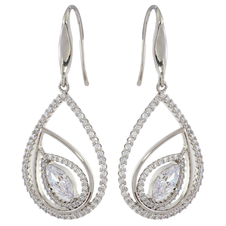 Сережки Xuping Родій французький замок Крапельки з інкрустацією цирконієм фото №1