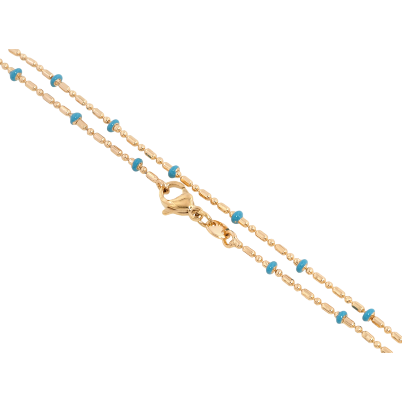 Цепочка Xuping Позолота 18K Плетение Перлина с голубыми бусинами длина 45см х 2мм фото №17