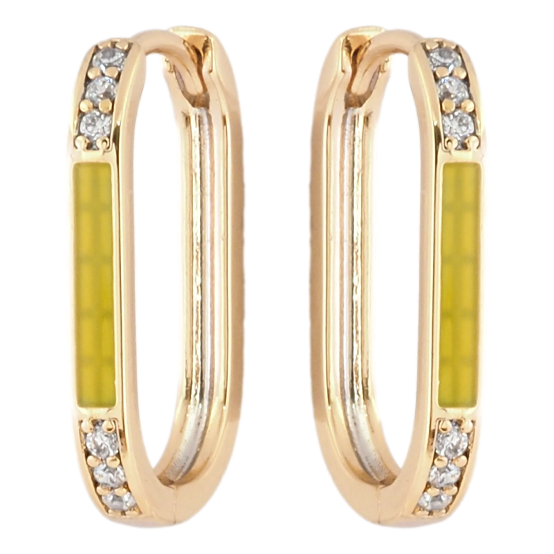 Сережки Xuping Позолота 18K колечка Доріжки цирконію з жовтою емаллю фото №1