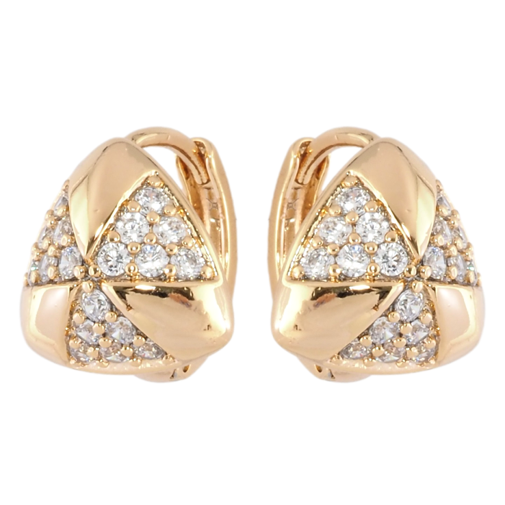 Серьги Xuping Позолота 18K колечки Треугольники с узором цирконием фото №9
