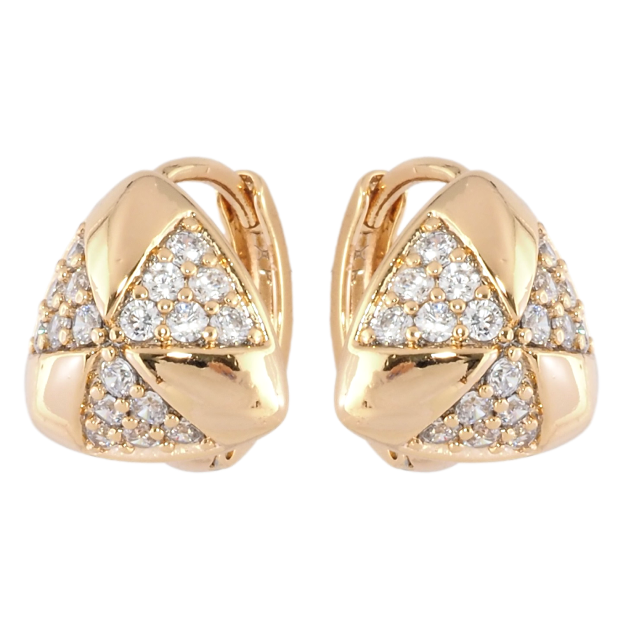 Серьги Xuping Позолота 18K колечки Треугольники с узором цирконием фото №1
