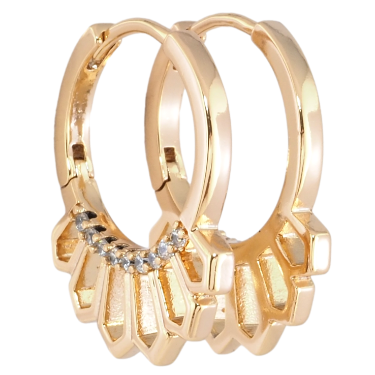 Серьги Xuping Позолота 18K колечки Боковой узор с цирконием фото №23
