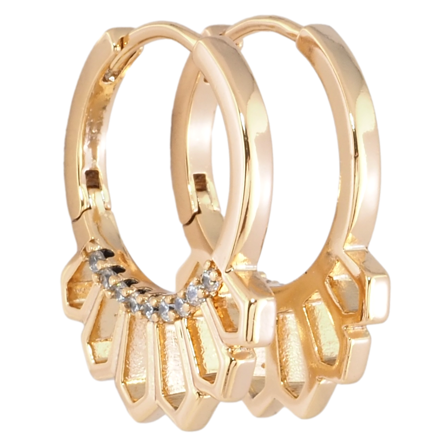 Серьги Xuping Позолота 18K колечки Боковой узор с цирконием фото №1