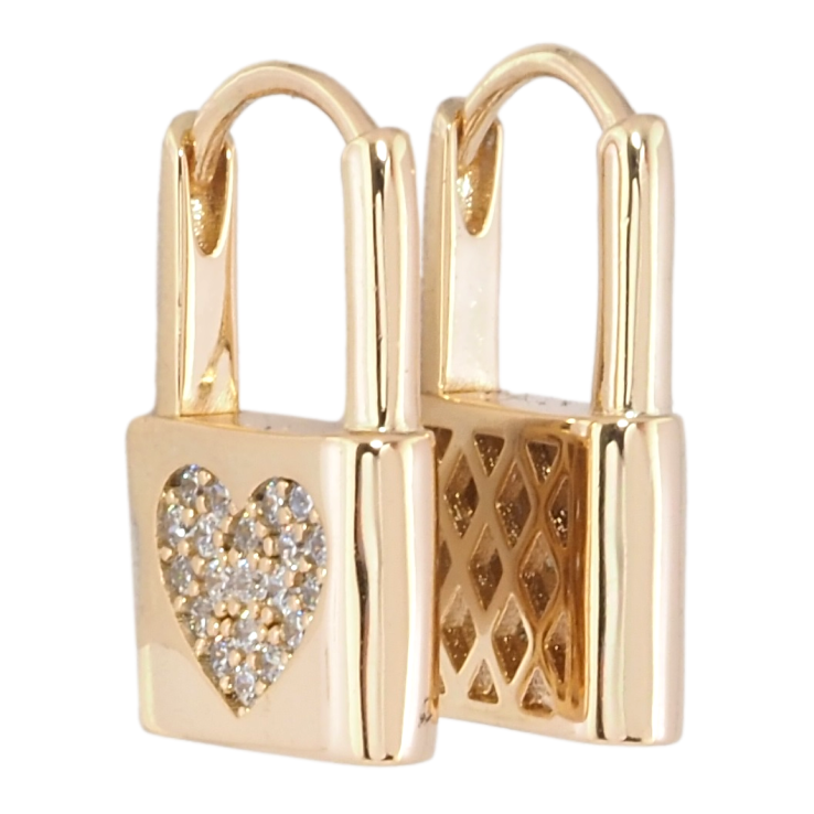 Серьги Xuping Позолота 18K колечки Замочки с узором сердечки фото №9