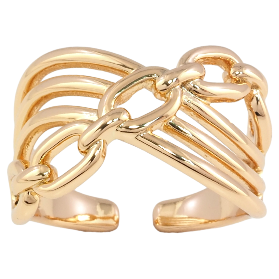 Кольцо Xuping Позолота 18K Широкий узор с цепочкой фото №1