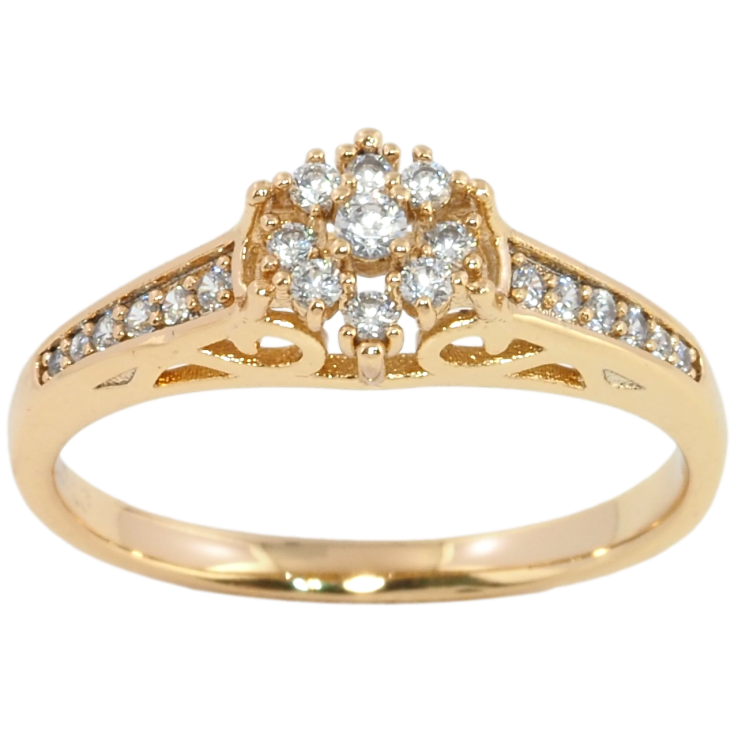 Кольцо Xuping Позолота 18K Кристальный цветочек фото №4