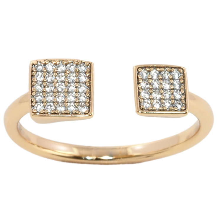 Кольцо Xuping Позолота 18K Квадраты с инкрустацией цирконием фото №25