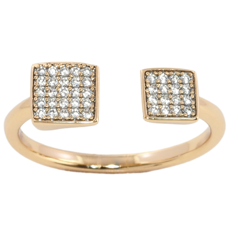 Кольцо Xuping Позолота 18K Квадраты с инкрустацией цирконием фото №1