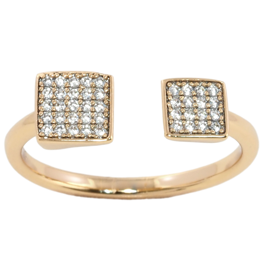 Кольцо Xuping Позолота 18K Квадраты с инкрустацией цирконием фото №1