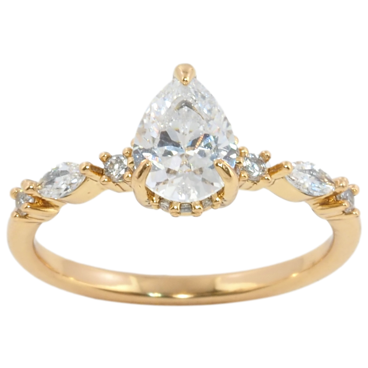 Кольцо Xuping Позолота 18K Кристальная капелька фото №10