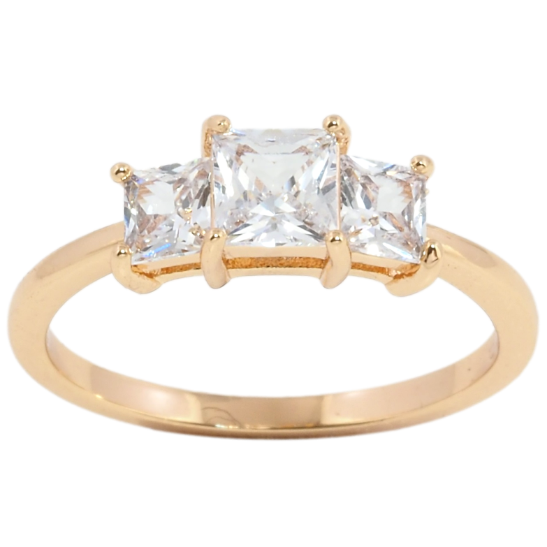 Каблучка Xuping Позолота 18K Три кристали фото №4