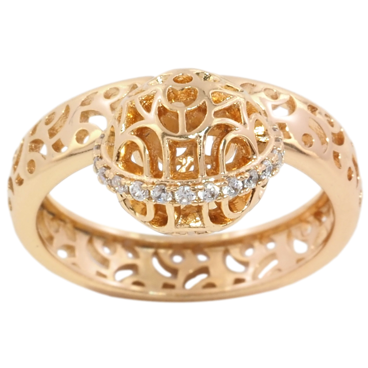 Кольцо Xuping Позолота 18K Резной узор с шариком, шир. 5мм, ø 10мм фото №2