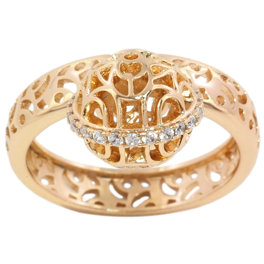 Кольцо Xuping Позолота 18K Резной узор с шариком, шир. 5мм, ø 10мм фото №1