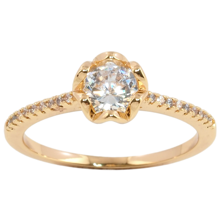 Кольцо Xuping Позолота 18K Фианит в оправе корона фото №1