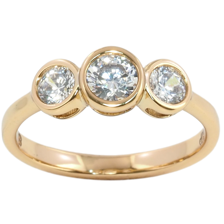 Каблучка Xuping Позолота 18K Три кристали фото №4