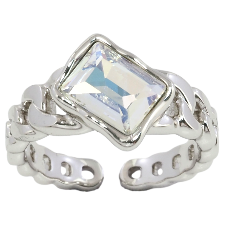 Кольцо Xuping цвет Родий с кристаллами Swarovski Узор цепочка с кристаллом АВ фото №25