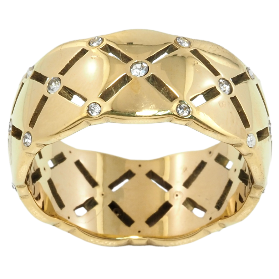 Кольцо Xuping TTM Stainless Steel Цвет 14К Узор с вставками циркония, ш.9мм фото №1