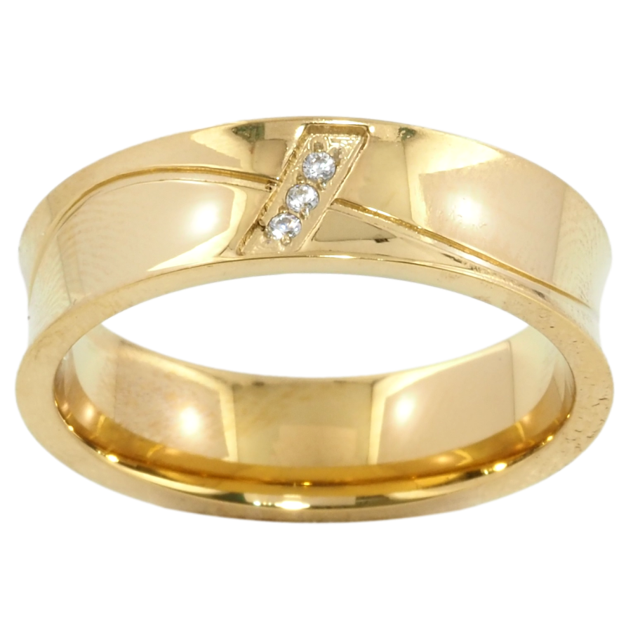 Кольцо Xuping TTM Stainless Steel Цвет 14К Узор с цирконием, шир. 6мм фото №1