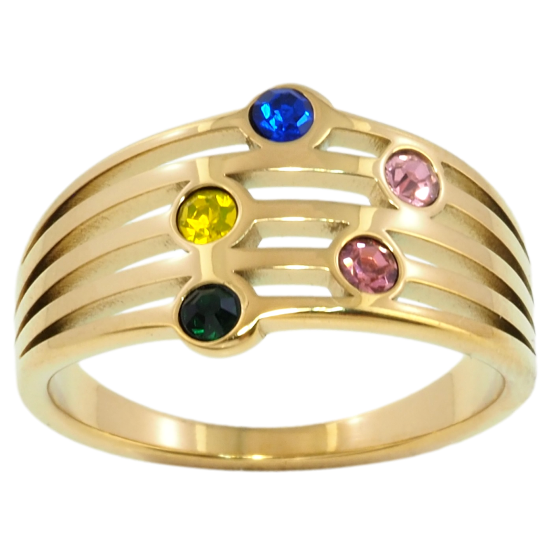 Кольцо Xuping TTM Stainless Steel Цвет 14К Вставки разноцветных кристаллов фото №1