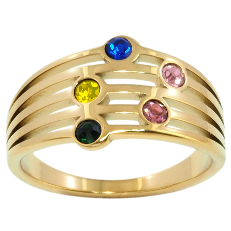 Кольцо Xuping TTM Stainless Steel Цвет 14К Вставки разноцветных кристаллов фото №1
