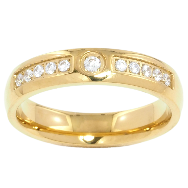 Каблучка Xuping TTM Stainless Steel Колір 14К Візерунок з цирконієм, шир. 4.5мм фото №15