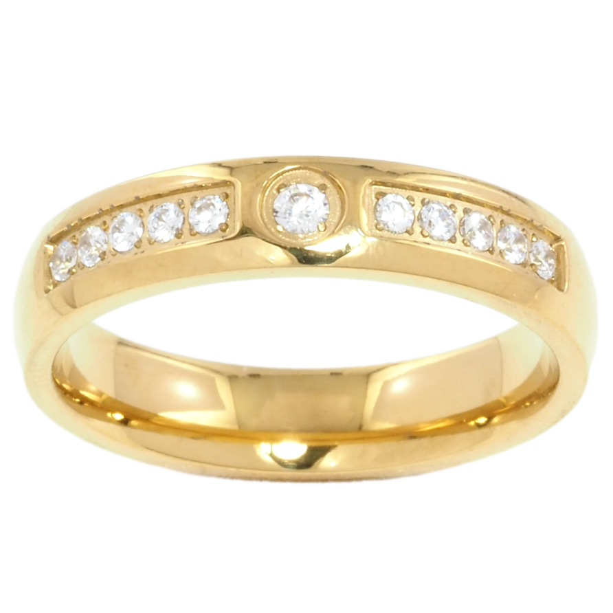 Кольцо Xuping TTM Stainless Steel Цвет 14К Узор с цирконием, шир. 4.5мм фото №1