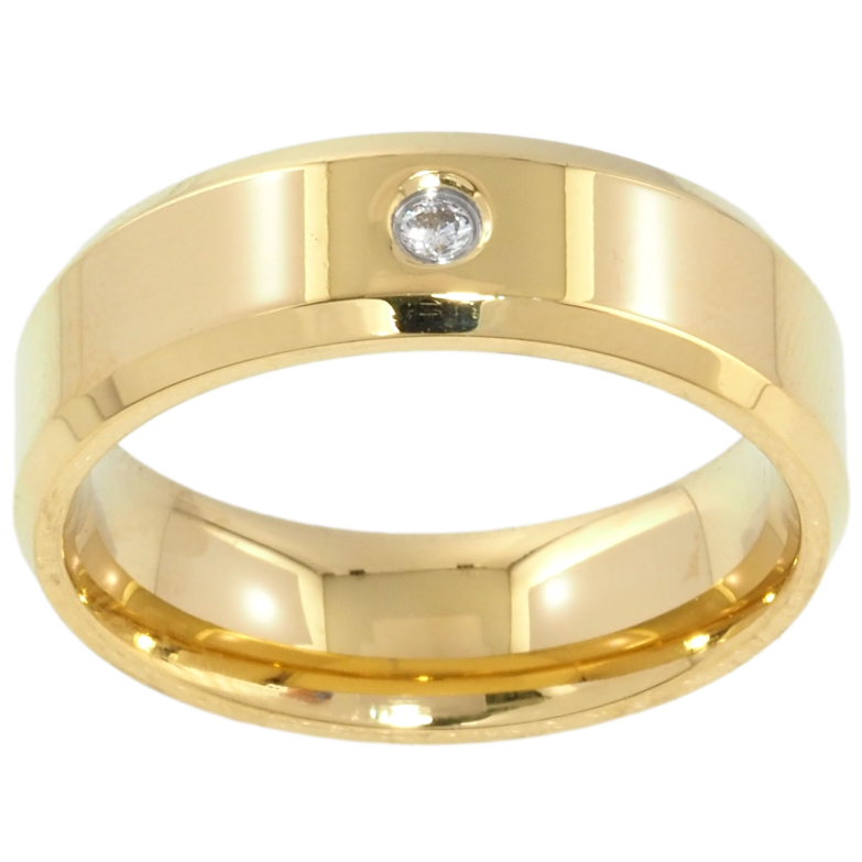 Каблучка Xuping TTM Stainless Steel Колір 14К Вставка цирконій, шир. 6мм фото №2