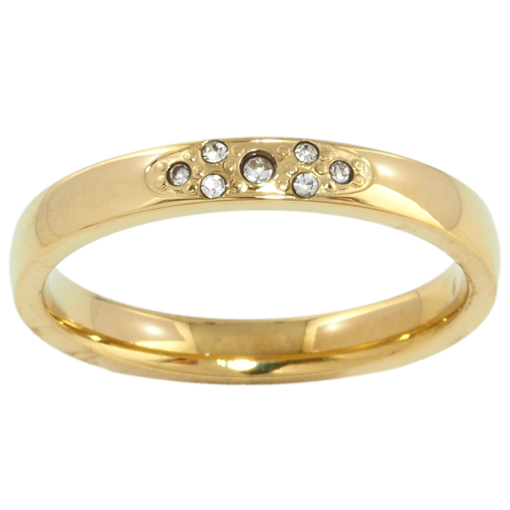 Кольцо Xuping TTM Stainless Steel Цвет 14К Узор цирконием, шир. 3мм фото №3