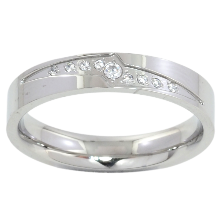 Кольцо Xuping TTM Stainless Steel Цвет Родий Узор с цирконием, шир.4мм фото №24