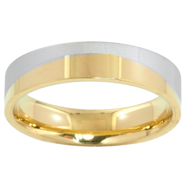 Кольцо Xuping TTM Stainless Steel Цвет Родий + 14К Волнистый узор, шир. 5мм фото №2