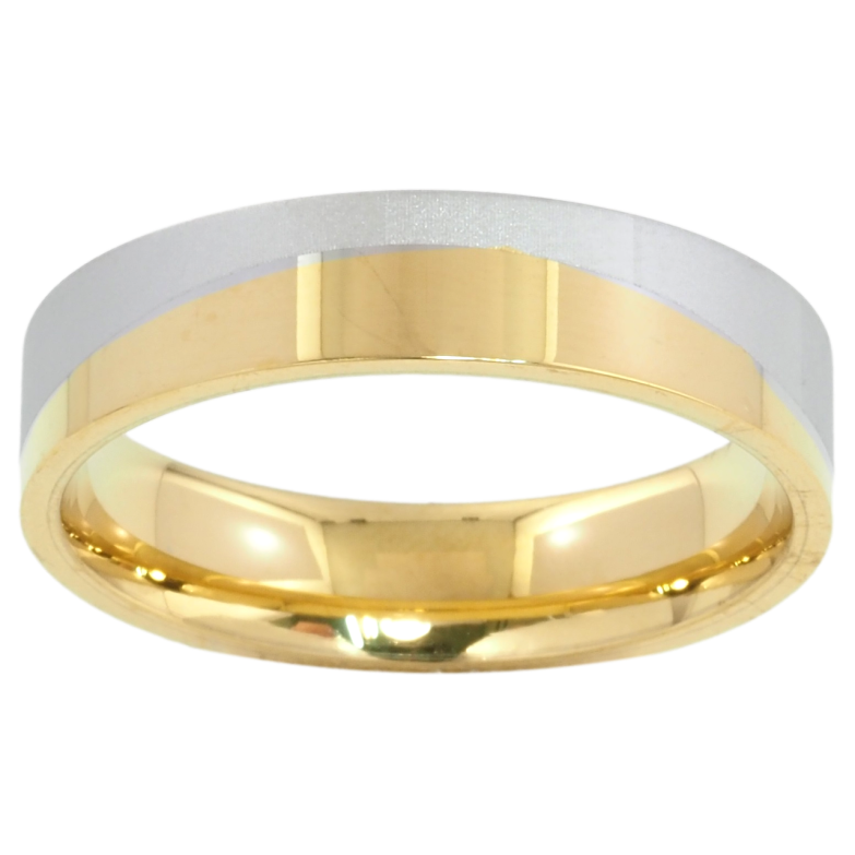 Кольцо Xuping TTM Stainless Steel Цвет Родий + 14К Волнистый узор, шир. 5мм фото №1