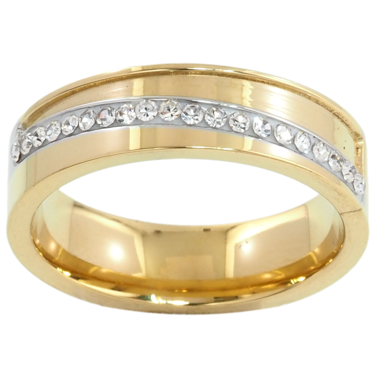 Кольцо Xuping TTM Stainless Steel Цвет Родий + 14К Дорожка циркония, шир. 6мм фото №19