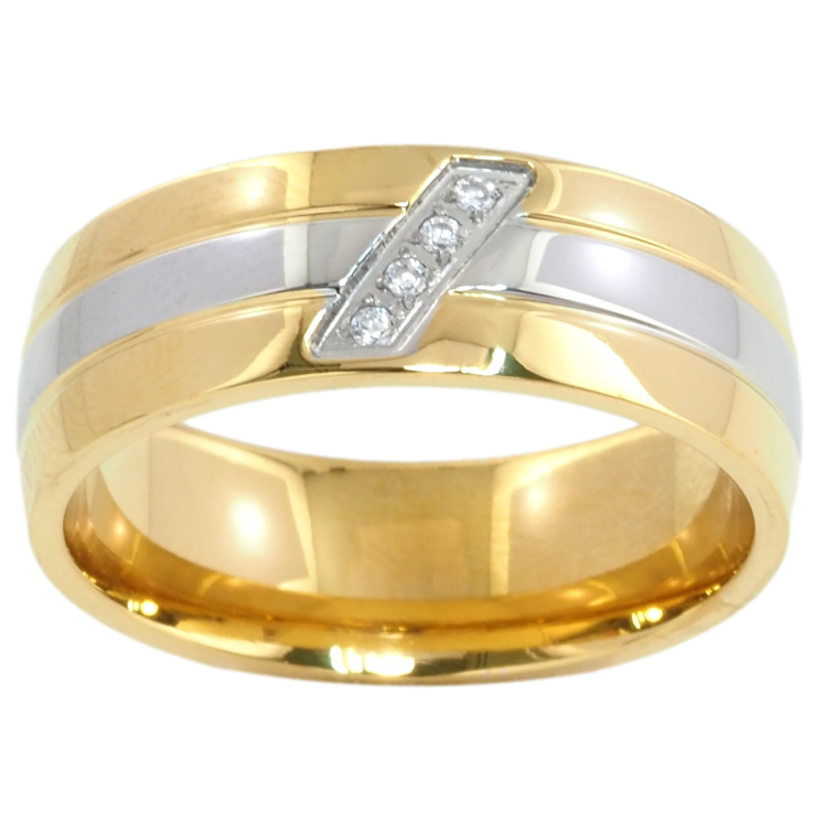 Кольцо Xuping TTM Stainless Steel Цвет Родий + 14К Декоративный узор, шир. 7мм фото №4