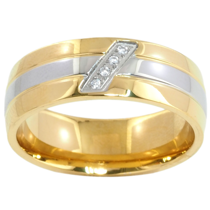 Кольцо Xuping TTM Stainless Steel Цвет Родий + 14К Декоративный узор, шир. 7мм фото №1