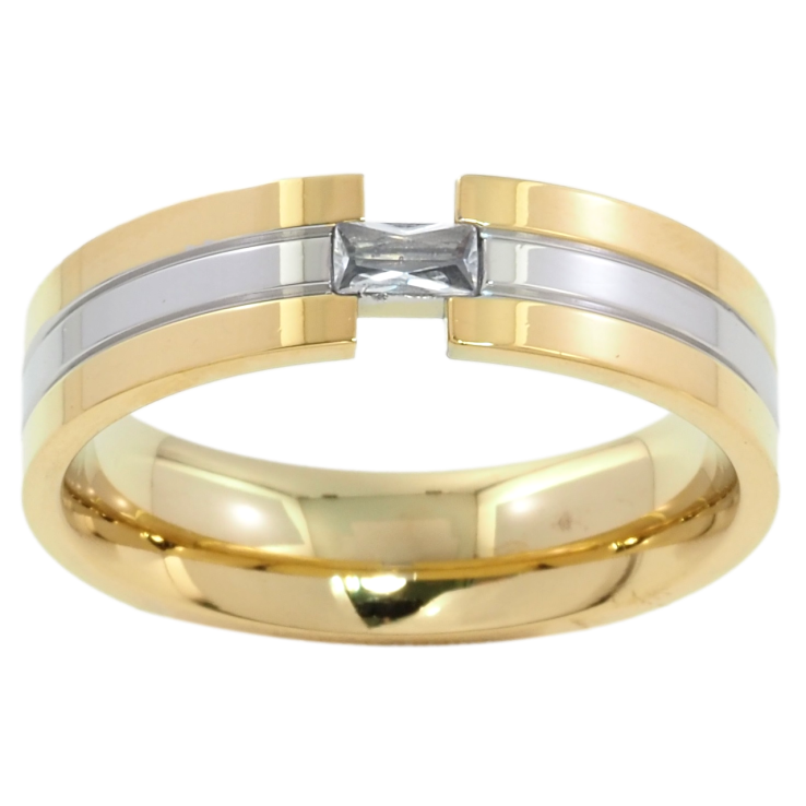 Кольцо Xuping TTM Stainless Steel Цвет Родий + 14К Узор с кристаллом, шир. 5.5мм фото №24