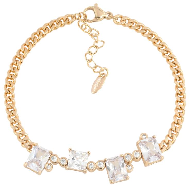 Браслет Xuping Позолота 18K Цепочка Панцирная с кристальной вставкой с доп.цепочкой 17-20см х 3.5мм фото №3