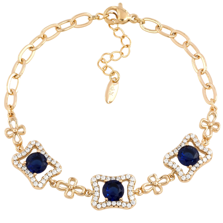 Браслет Xuping Позолота 18K Узор с синими фианитами и цирконием с доп.цепочкой 17-20.5см х 4мм фото №23