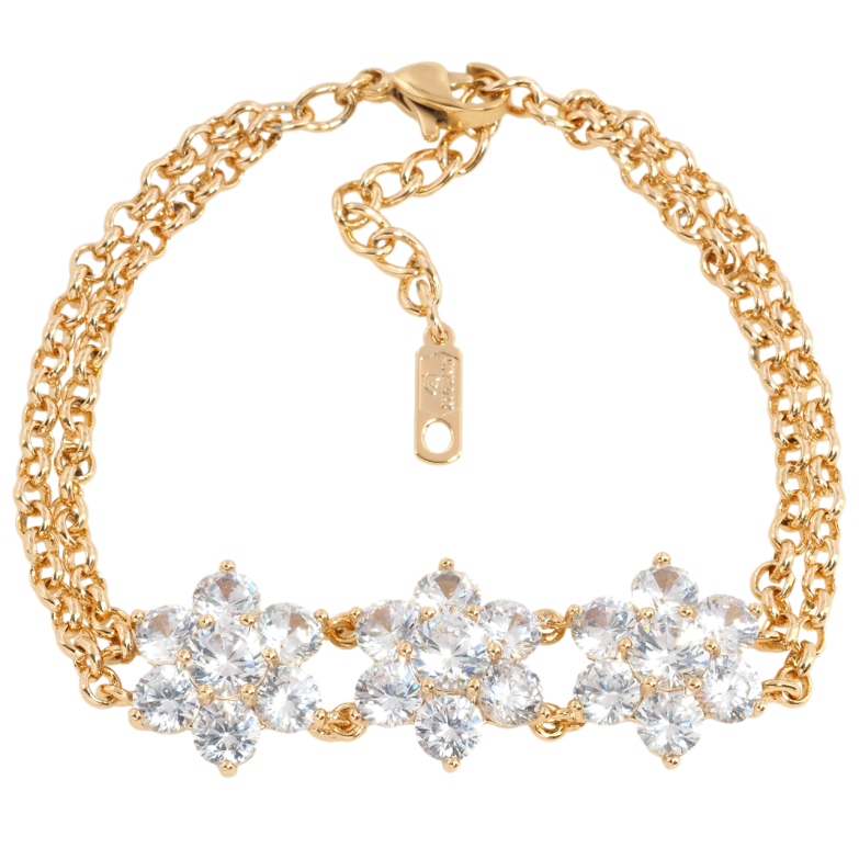 Браслет Xuping Позолота 18K Кришталеві квіточки з доп.ланцюжком 18-21см х 6мм фото №1