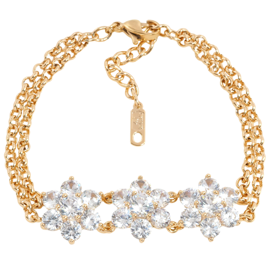 Браслет Xuping Позолота 18K Кристальные цветочки с доп.цепочкой 18-21см х 6мм фото №1