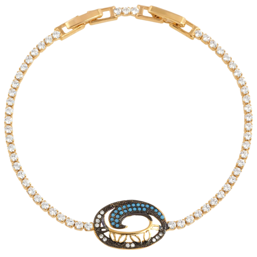 Браслет Xuping Позолота 18K Дорожка циркония с декоративной вставкой размер с доп. замком 17,19см х 2мм фото №1