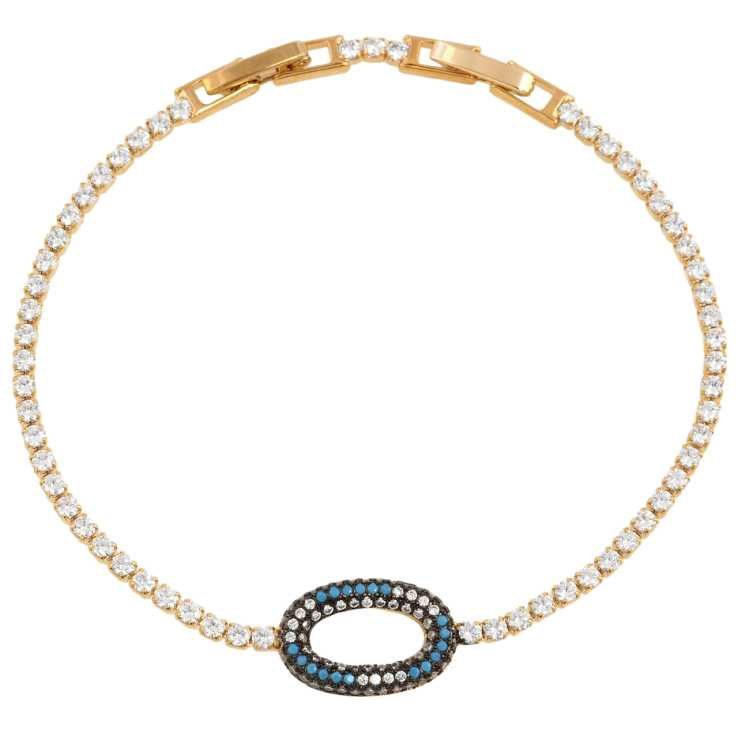 Браслет Xuping Позолота 18K Дорожка циркония с декоративной вставкой размер с доп. замком 17,19см х 2мм фото №2