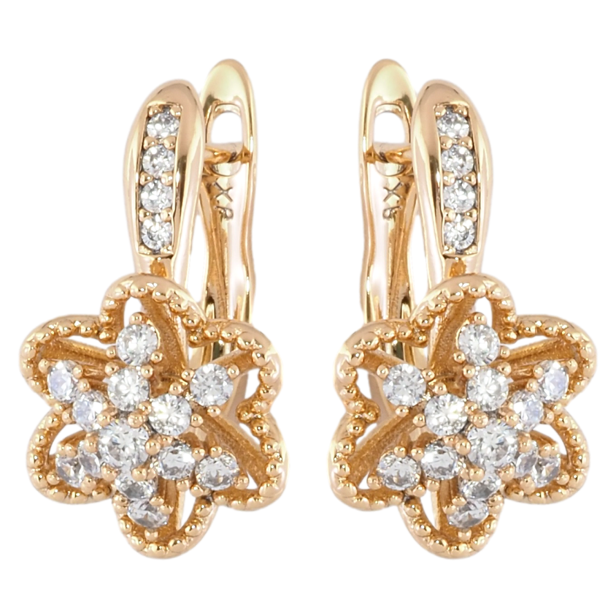 Серьги Xuping Позолота 18K английский замок Цветочки с цирконием фото №1