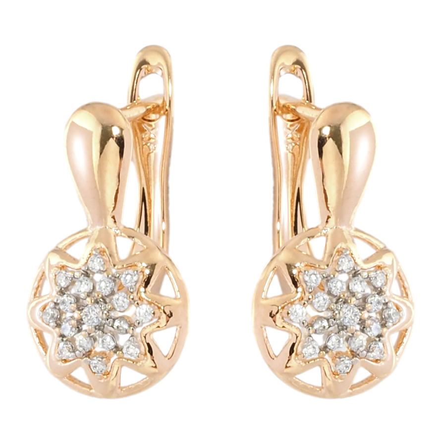 Серьги Xuping Позолота 18K английский замок Звездочки с цирконием фото №1