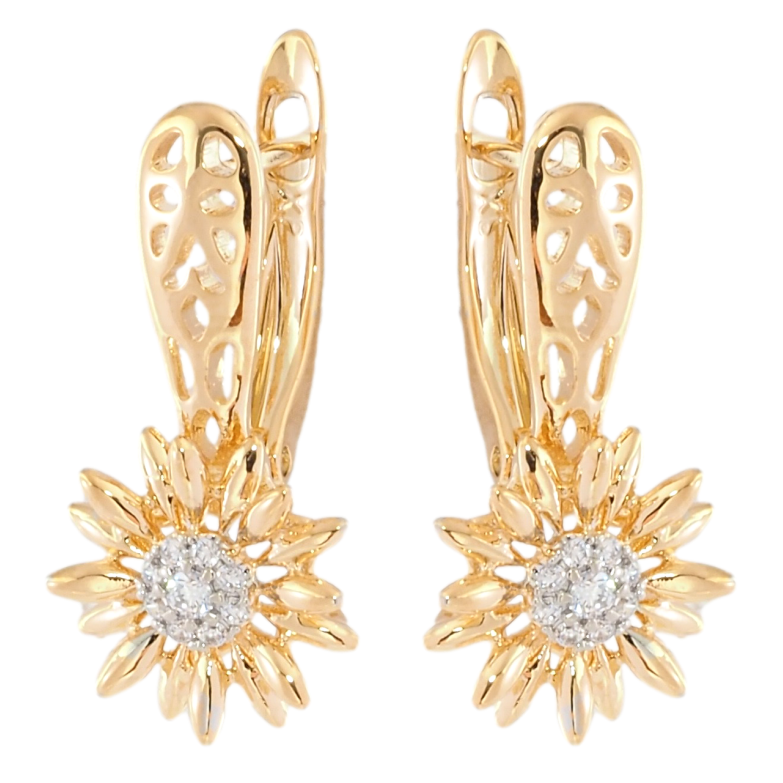 Сережки Xuping Позолота 18K + Родій англійський замок Квіточки з цирконієм фото №1