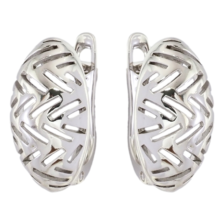 Серьги Xuping Родий английский замок Овалы с резным узором фото №3